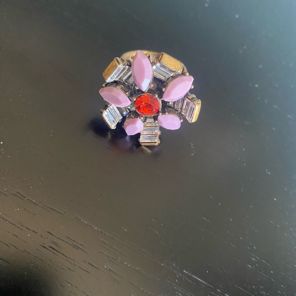 Elegant Pink and Red Floral Ring